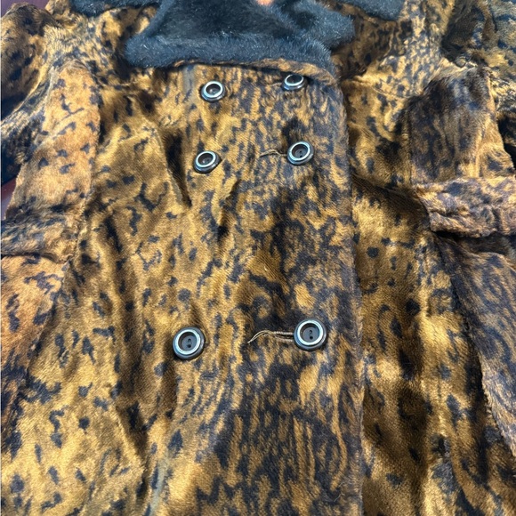 1970s Vintage Faux Fur Leopard Coat size 12 - Picture 7 of 11